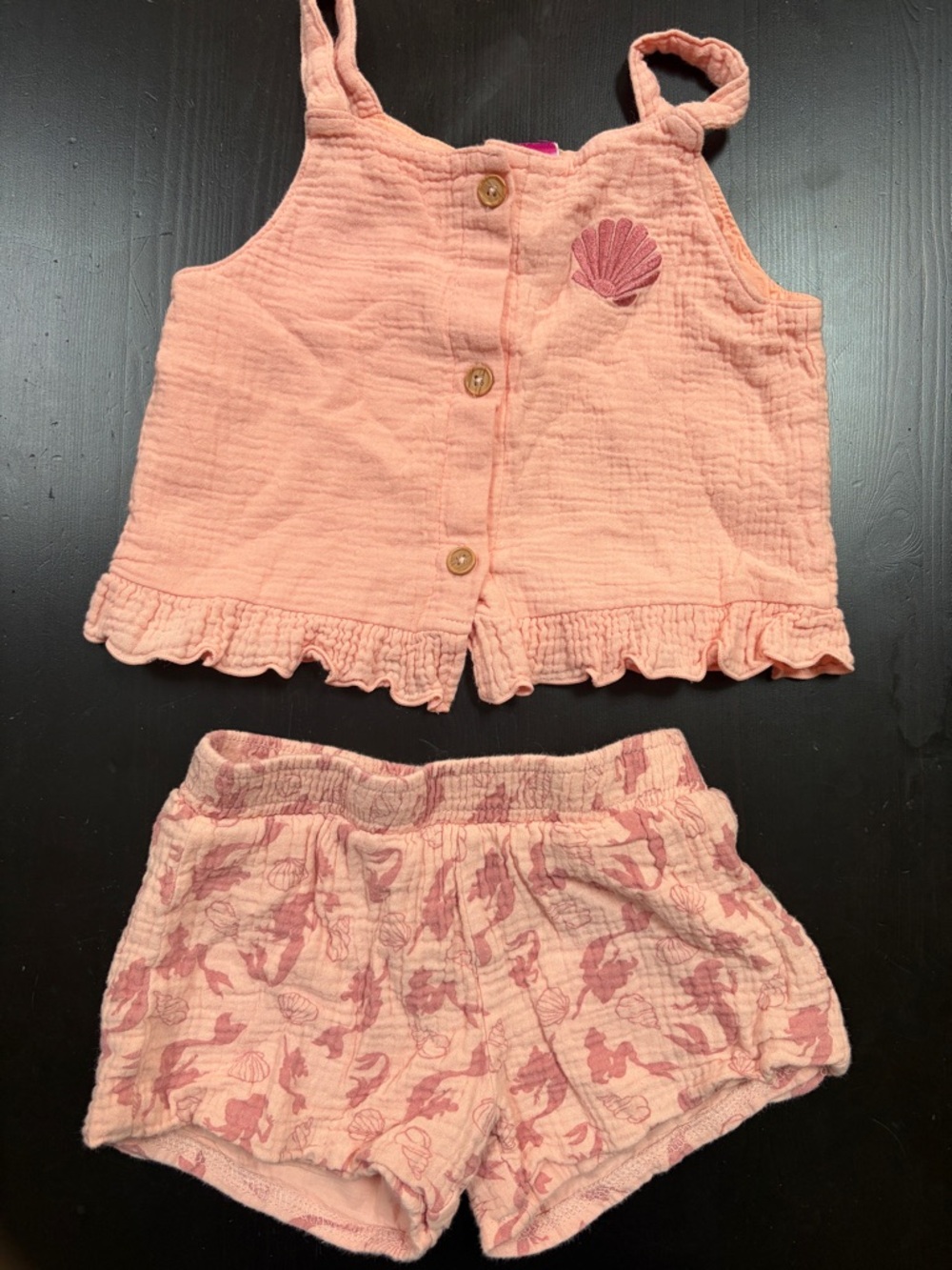 Disney Pink Seashell Tank & Printed Shorts Set